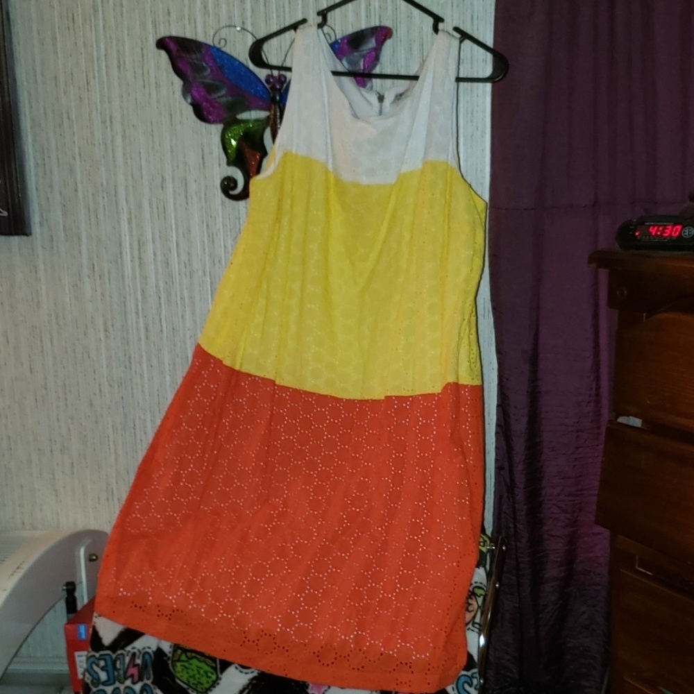 Yellow and orange and white sun dress